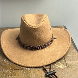 Tan Cowboy Hat with Brown Cord